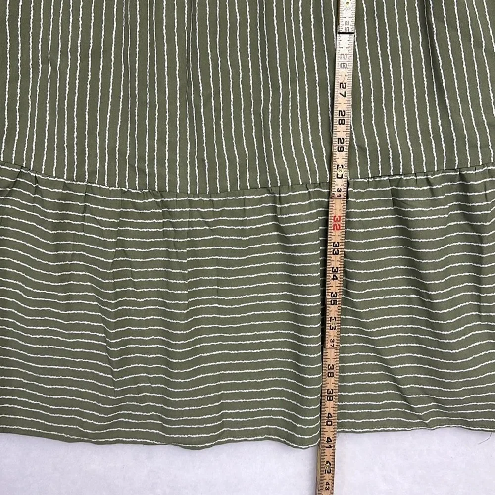 Bloomchic Striped Summer V Short Flowy Swing Casual Neck Short Sleeve (Green Sz - Picture 8 of 11